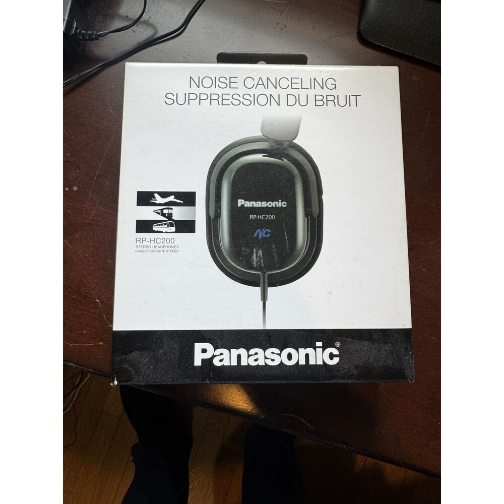 Panasonic RP-HC200 Noise Canceling Stereo Headphones Travel NEW in Box Black